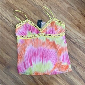 NWT Yellow and Pink BCBG Max Azria Top Size L